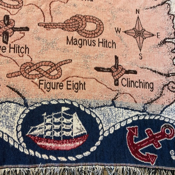 Fisherman Knots Tapestry Throw Blanket Marine 46x60” Nautical Coastal Sailing - Picture 3 of 10